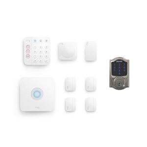 Alarm Security System Kit 8 pieces + Schlage Smart Lock Deadbolt Bundle